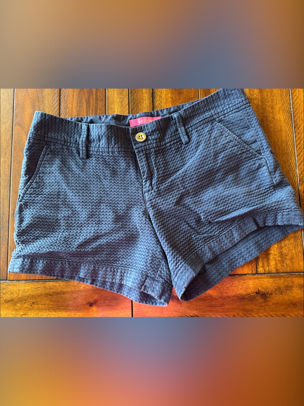 Lilly Pulitzer Women's Navy Textured Cotton Blend Shorts size 10
